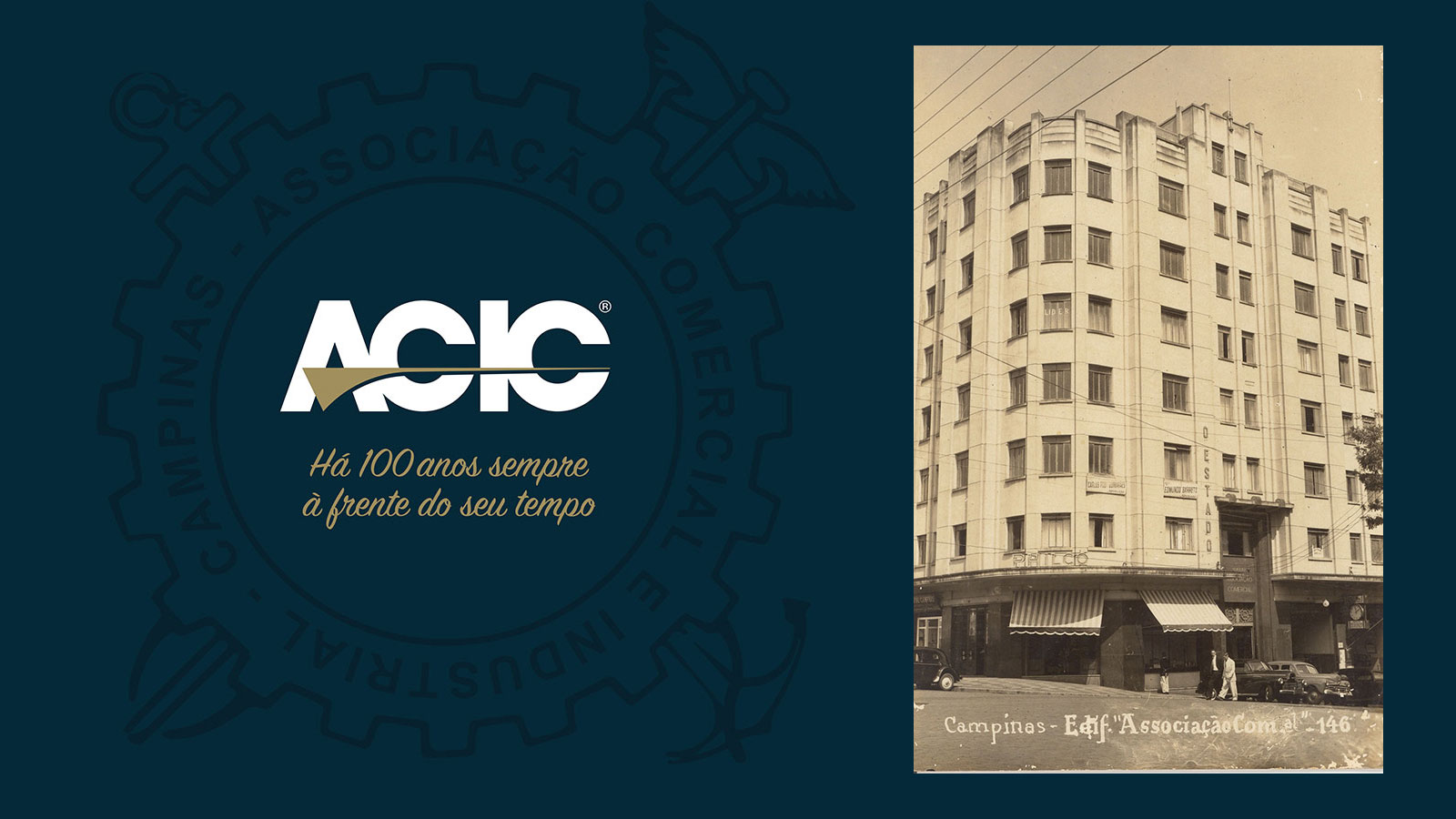 ACIC - Foto montagem do logotipo e prédio da associação